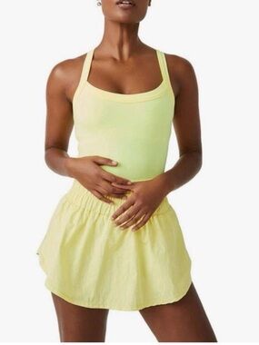 NWT🔖Free People Movement Way Home Skortsie Romper Lemon Verbena Size L